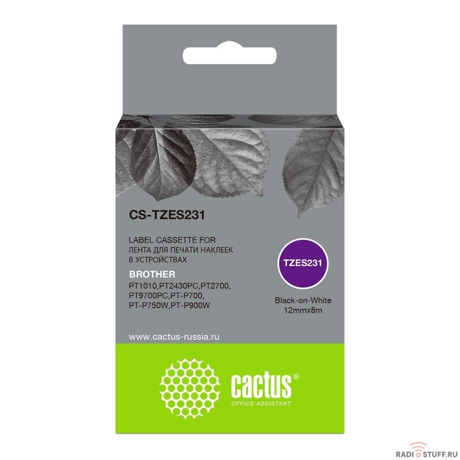 Картридж ленточный Cactus CS-TZES231 черный для Brother 1010/1280/1280VP/2700VP