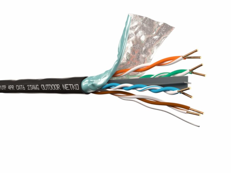 Кабель F/UTP4 (FTP4) cat.6, 4 пары 23 AWG BC, одножильный, экранированный, с крестовиной, для наружных работ, 305м, FLUKE TEST, NETKO Expert